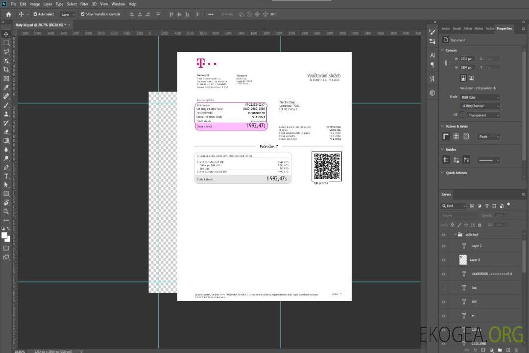 République tchèque T Modèle Word et PDF de facture de services publics mobiles pour les entreprises (2) template